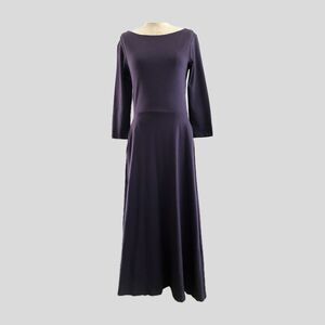 Pact Purple Organic Cotton Stretch Jersey 3/4 Sleeve Midi Dress NWOT - S